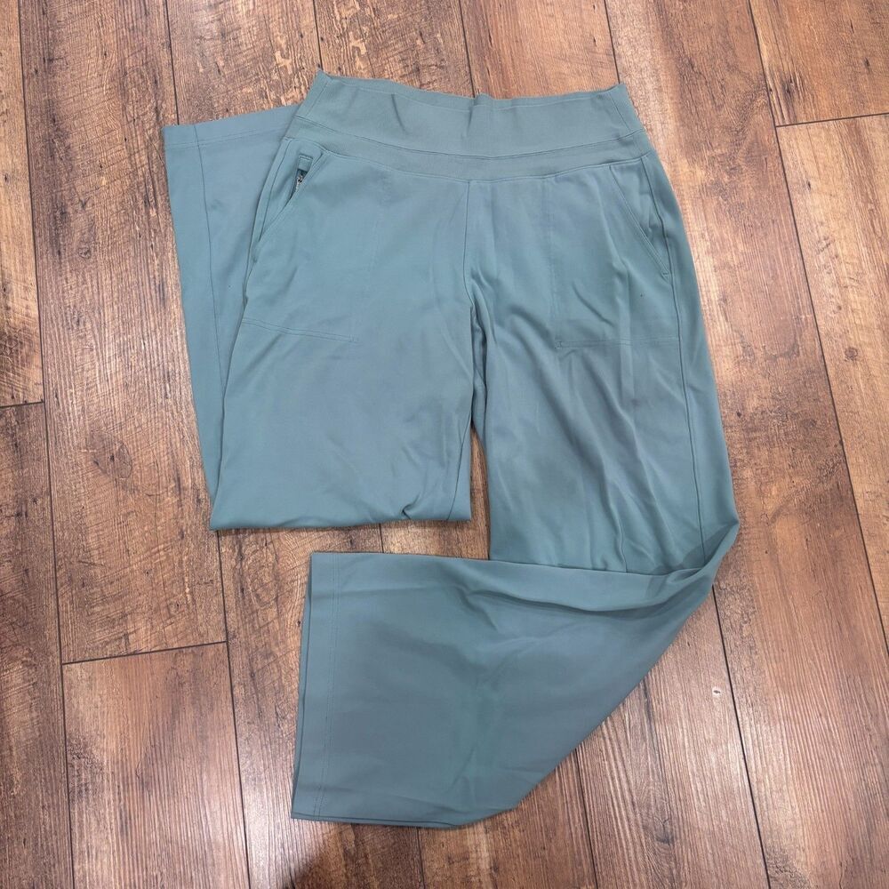 Athleta Women's L Soft Venice High Rise Wide Leg Sage Green Zip Pockets READ - Picture 2 of 11